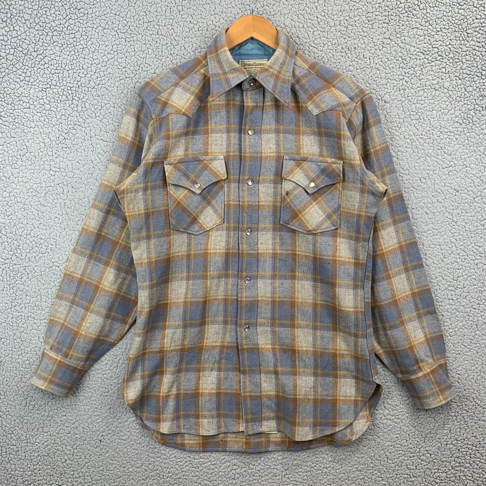 VTG 70s Pendleton High Grade Western Wear Men's Pearl Snap Canyon Shirt Size M